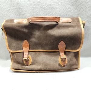 Brown Leather Suede Brief Case Messenger Tote Book Bag Vintage GH Bass & Co